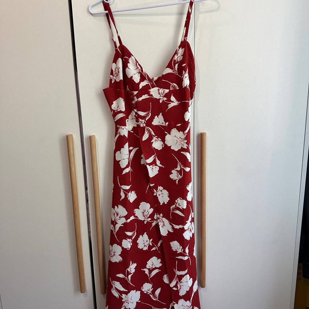 Petite Studio Red and White Spaghetti Strap Maxi Sundress